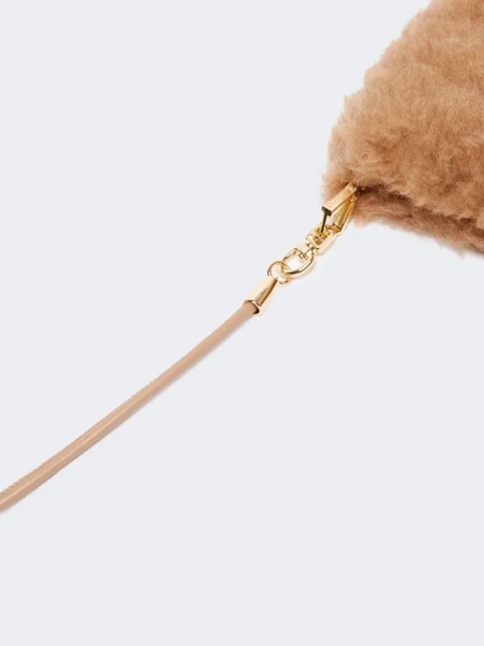 Teddy fabric mittens, camel