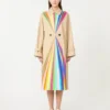 Trench coat in water-repellent cotton with rainbow print, multicolour