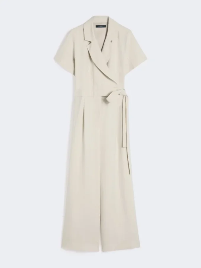 Viscose and linen batavia jumpsuit, beige