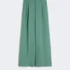 Viscose and linen wide-leg trousers, green
