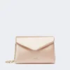 Viscose and silk satin clutch bag, powder
