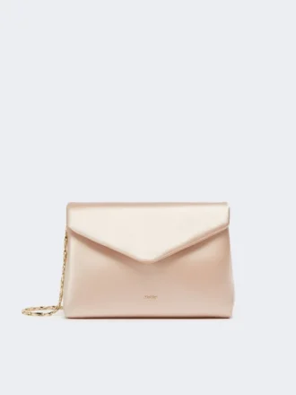 Viscose and silk satin clutch bag, powder