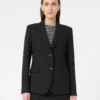 Viscose-blend canvas blazer, black