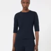 Viscose crepe crew-neck jumper, ultramarine