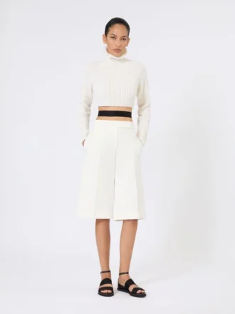 Viscose crepe jersey bermuda shorts, white