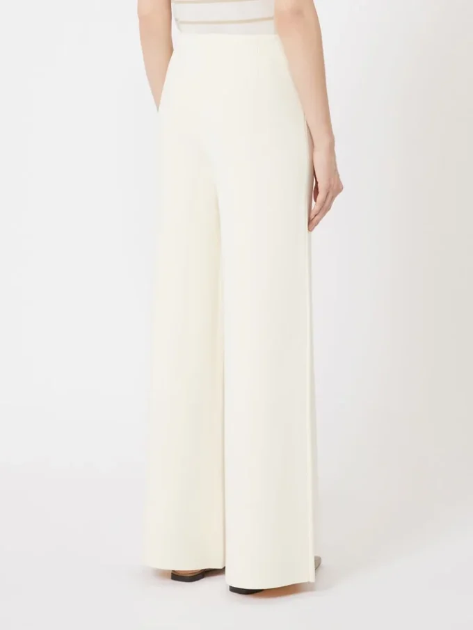 Viscose crepe knit trousers, ivory