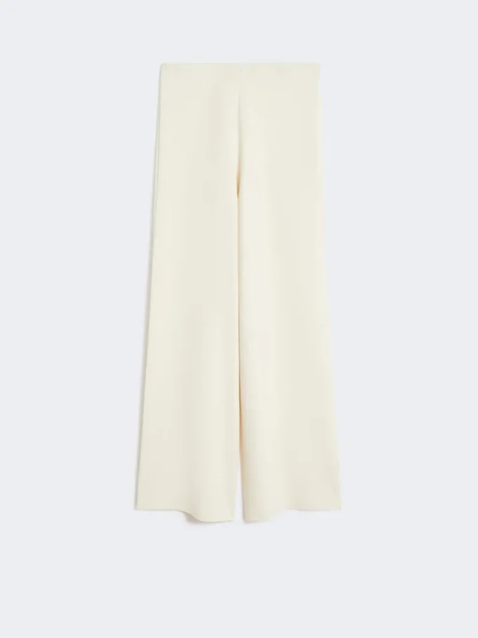 Viscose crepe knit trousers, ivory
