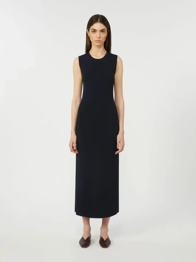 Viscose crepe sheath dress, ultramarine