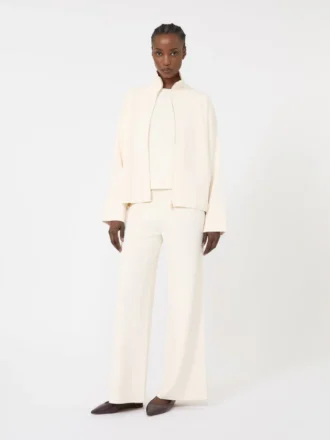 Viscose crepe yarn cardigan, ivory