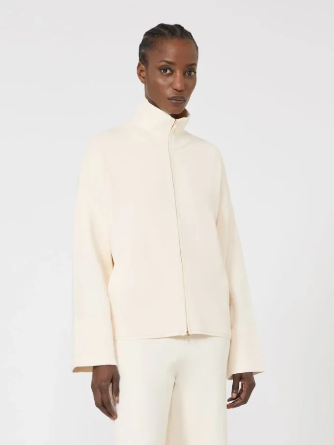 Viscose crepe yarn cardigan, ivory