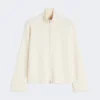 Viscose crepe yarn cardigan, ivory