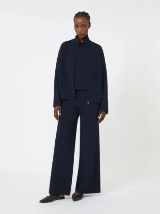 Viscose crepe crew-neck jumper, ultramarine