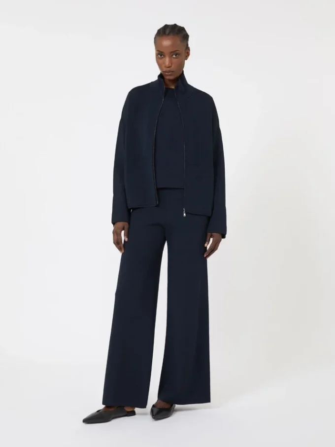 Viscose crepe yarn cardigan, ultramarine