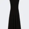Viscose crepe yarn dress, black
