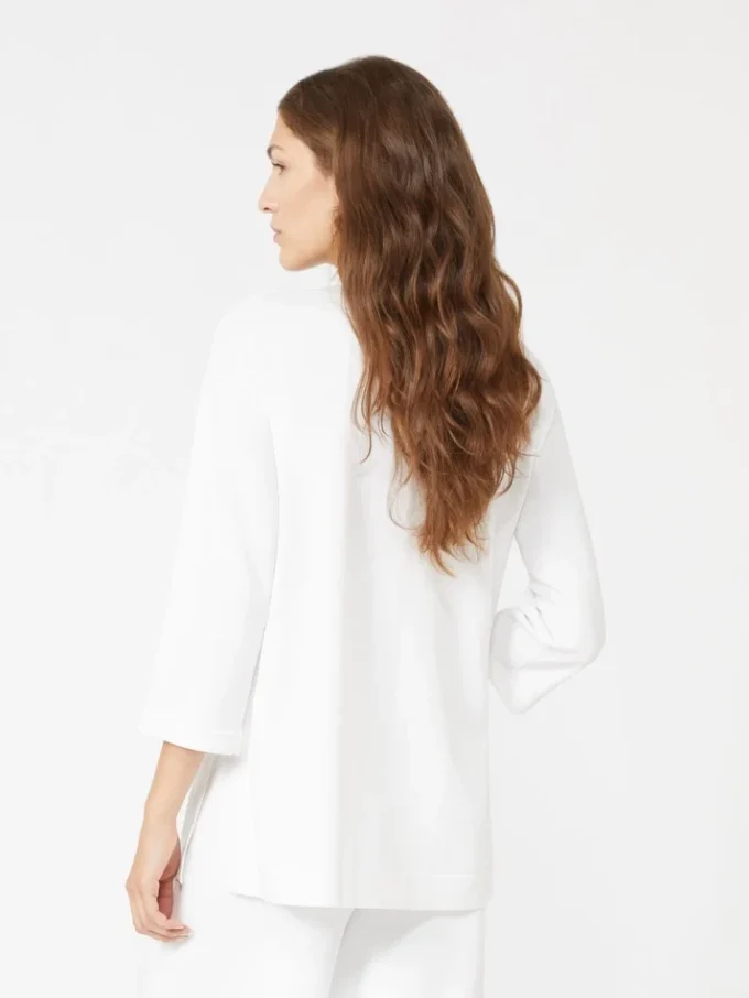 Viscose crepe yarn v-neck jumper, optical white