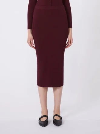 Viscose pencil skirt, bordeaux