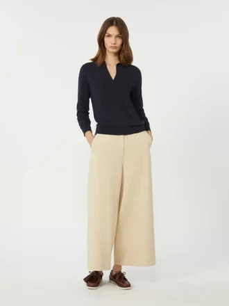 Viscose polo-neck sweater, navy