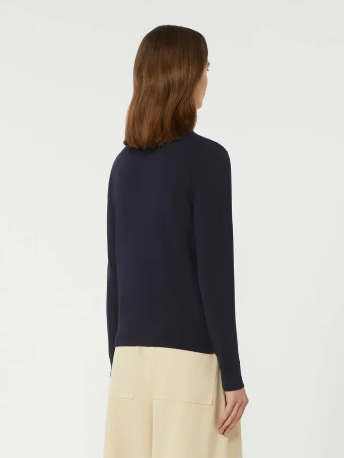 Viscose polo-neck sweater, navy