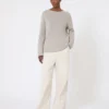 Washed cotton trousers, natural