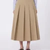 Washed gabardine skirt, hazelnut brown