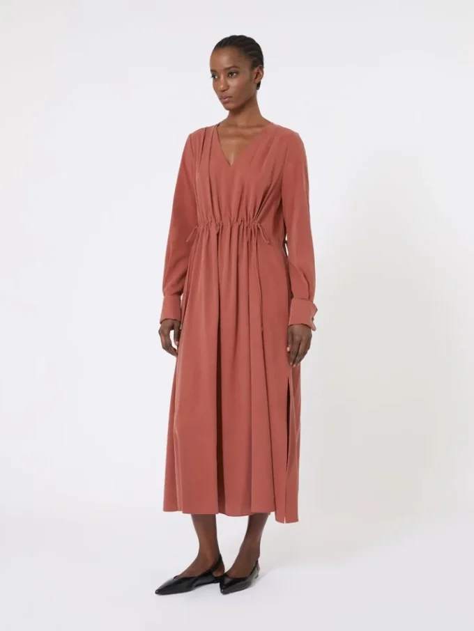 Washed silk canvas dress, terra cotta Washed silk canvas dress, terra cotta
