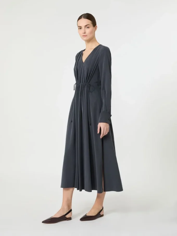 Washed silk canvas dress, ultramarine Washed silk canvas dress, ultramarine