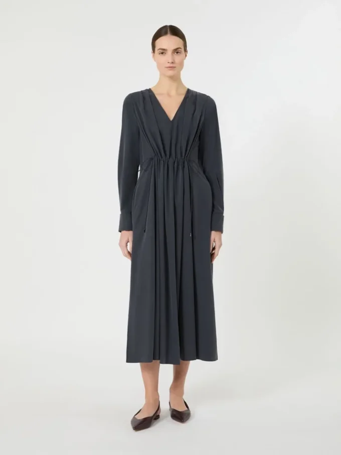 Washed silk canvas dress, ultramarine Washed silk canvas dress, ultramarine