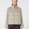 Water-repellent canvas and camel down jacket, sand