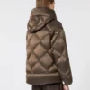 Water-repellent canvas belted down jacket, hazelnut brown