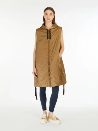 Water-repellent canvas gilet, caramel