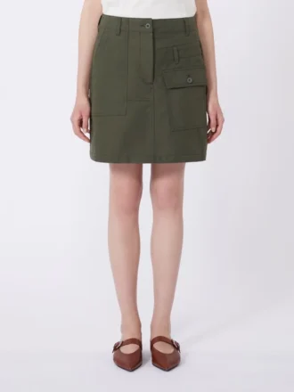 Water-repellent canvas mini skirt, kaki