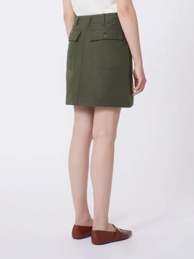 Water-repellent canvas mini skirt, kaki