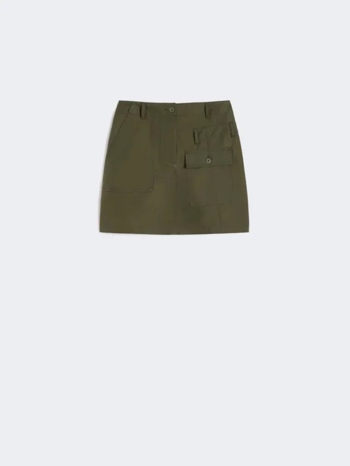 Water-repellent canvas mini skirt, kaki