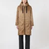 Water-repellent canvas padded parka, camel