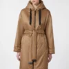 Water-repellent canvas padded parka, camel