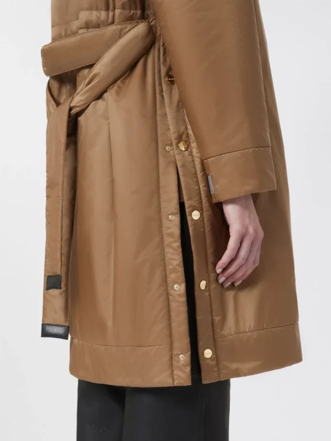 Water-repellent canvas padded parka, camel