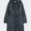 Water-repellent canvas padded parka, midnightblue
