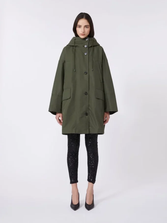 Water-repellent canvas parka, kaki