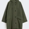 Water-repellent canvas parka, kaki
