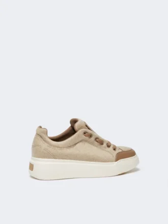 Water-repellent cashmere trainers, beige