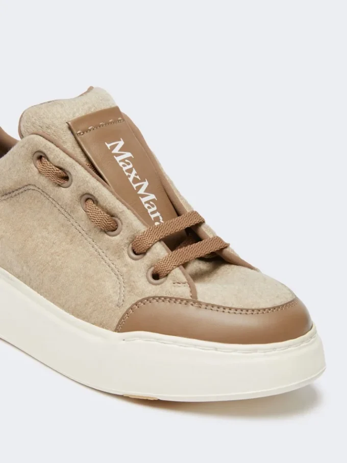 Water-repellent cashmere trainers, beige