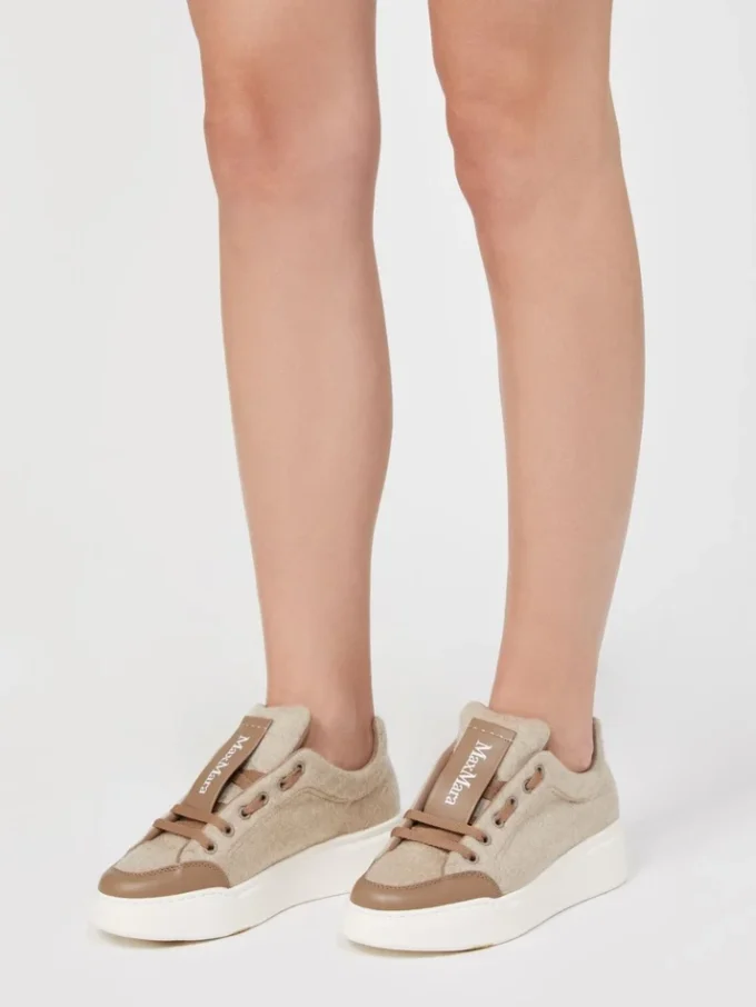 Water-repellent cashmere trainers, beige