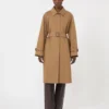 Water-repellent cotton-blend trench coat, brown