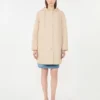 Water-repellent fabric padded parka, sand