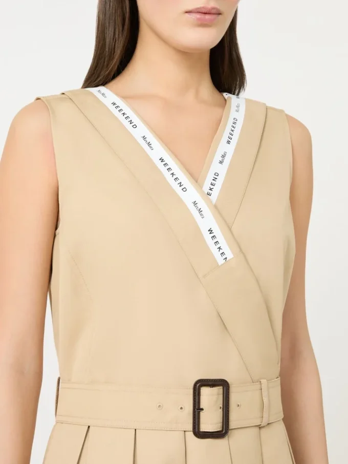 Water-repellent gabardine dress, beige