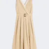 Water-repellent gabardine dress, beige