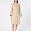Water-repellent gabardine trench coat with print, plum