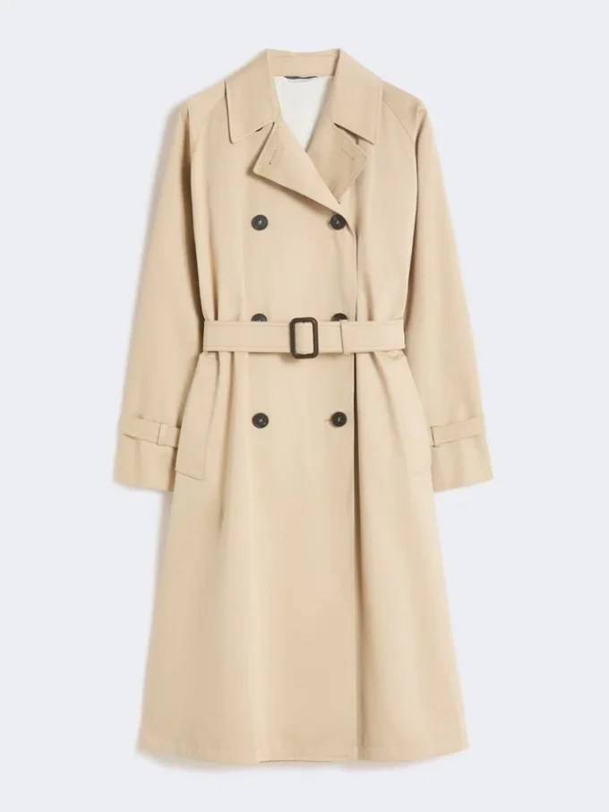 Water-repellent gabardine trench coat with print, plum
