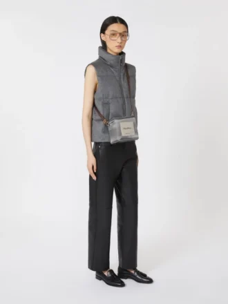 Water-repellent padded cashmere and canvas gilet, medium grey