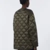 Water-repellent quilted canvas down jacket, dark green